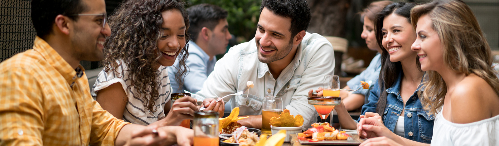 group of adults out to dinner